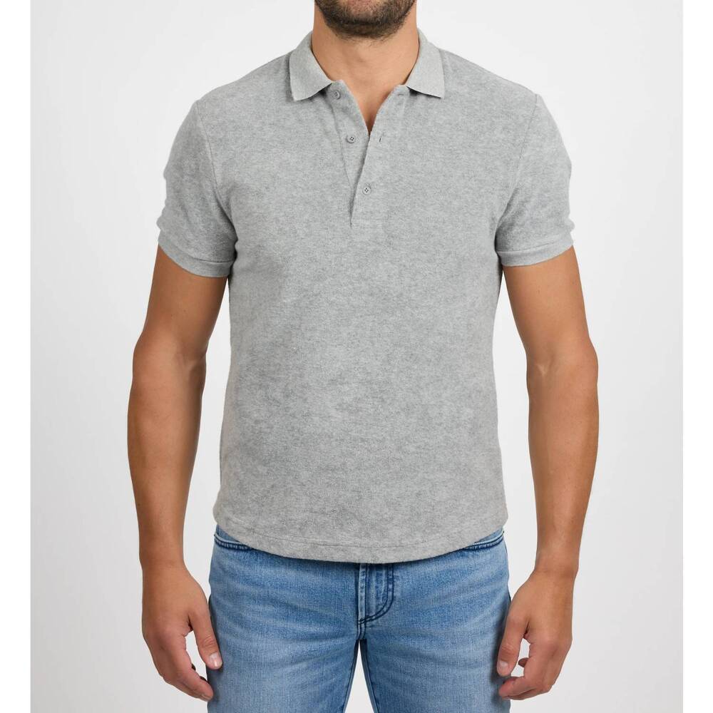 NEW MONFRERE pierce towel terry polo shirt in light grey